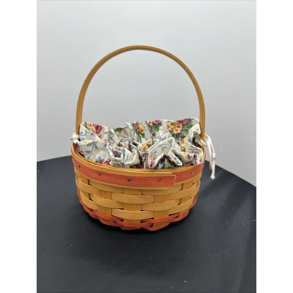 Longaberger 1998 Mothers Day Basket w/Ring & Things Liner &Tie‎ On